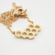 Honeycomb Necklace, Geometric Necklace, Beehive necklace