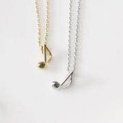 Tiny music note necklace, simple pendant
