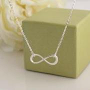 Sterling Silver Infinity necklace, simple Infinity necklace,Bridesmaid gift,wedding,Mother necklace,Infinite Friendship,sterling silver 925