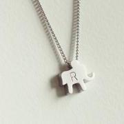 Personalized initial elephant necklace, everyday jewelry