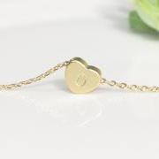 Heart initial necklace, Personalized necklace, gold plating