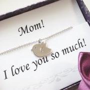 Mothers day gift - Thank you card & Personalized initial bird necklace,everyday jewelry,Mom jewelry, gifts for mom