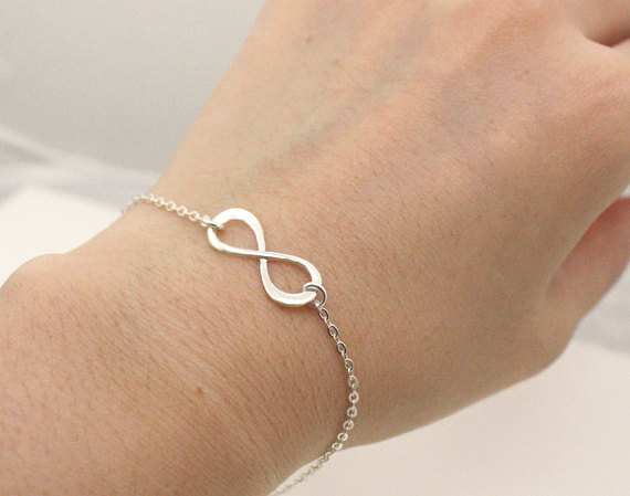 Sterling Silver Infinity Bracelet Simple Sterling Silver Infinity Bracelet Simple Bridesmaid Gift Wedding Mother Infinite Friendship Love
